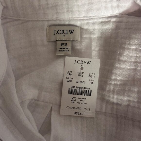 J.CREW Womens Classic Shirt Sz PS Garcon in cotton-Linen Gauze Botton-up Casual - Picture 4 of 12